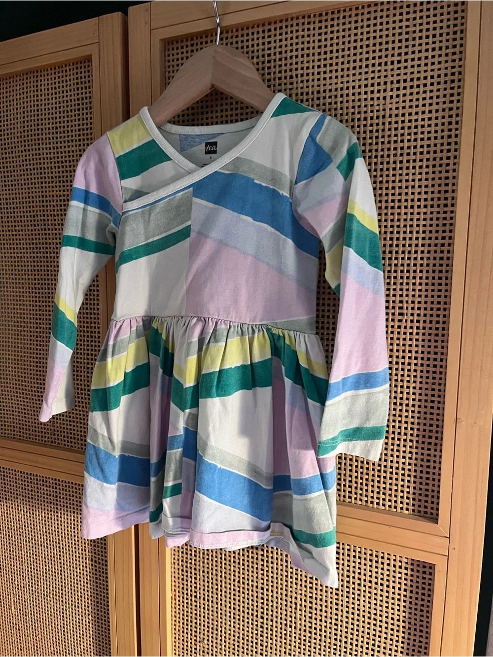 Tea Collection Pastel Multi-Stripe Long-Sleeve Dress 3T
